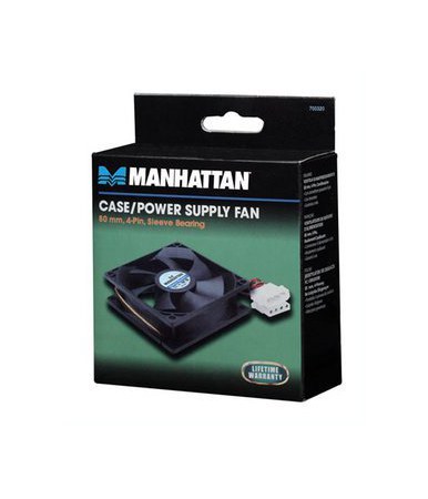 VENTILADOR MANHATTAN 4 PINES MOLEX PARA PC 80MM 2500RPM NEGRO
