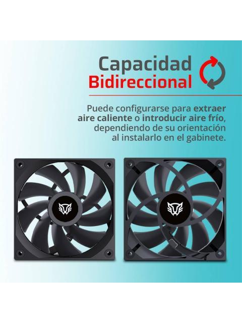 VENTILADOR DE 120MM BALAM RUSH EOLOX GAZIAR PRO EXG99 VELOCIDAD 2000 RPM FLUJO DE AIRE 88.8 CFM RUIDO 37.1 DB 9 ASPAS