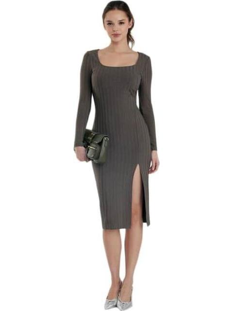 VESTIDO ACANALADO VERDE OLIVO HOLLY LAND