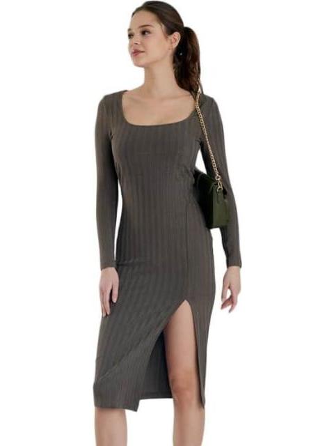 VESTIDO ACANALADO VERDE OLIVO HOLLY LAND
