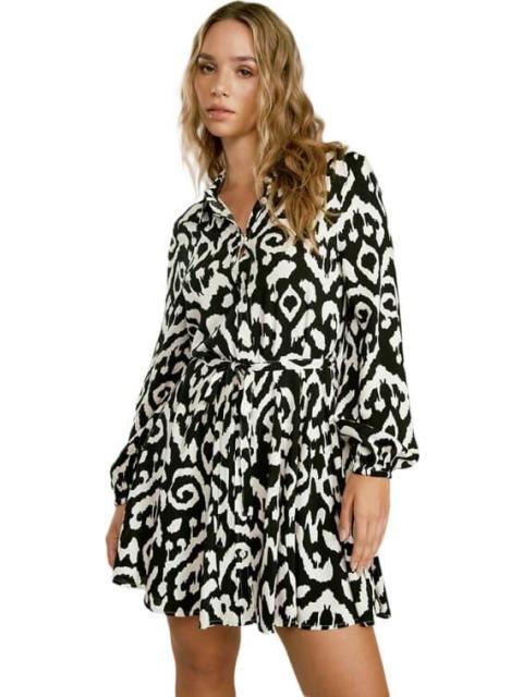 VESTIDO CAMISERO ESTAMPADO NEGRO HOLLY LAND