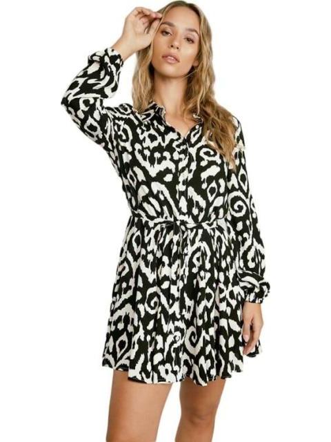 VESTIDO CAMISERO ESTAMPADO NEGRO HOLLY LAND