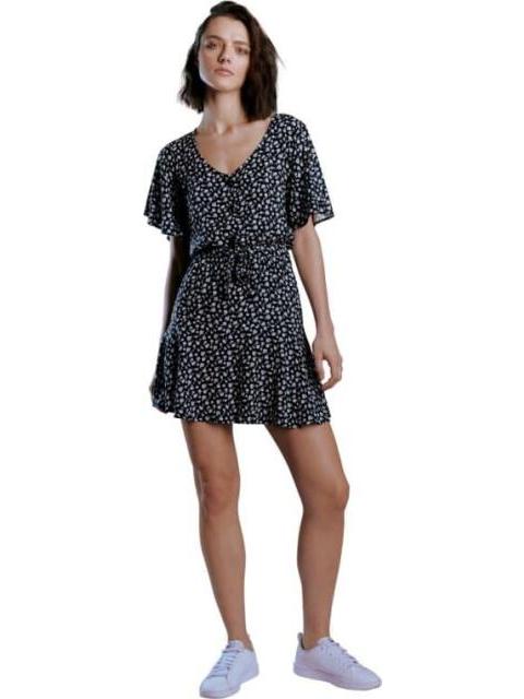VESTIDO CORTO ESTAMPADO NEGRO HOLLY LAND