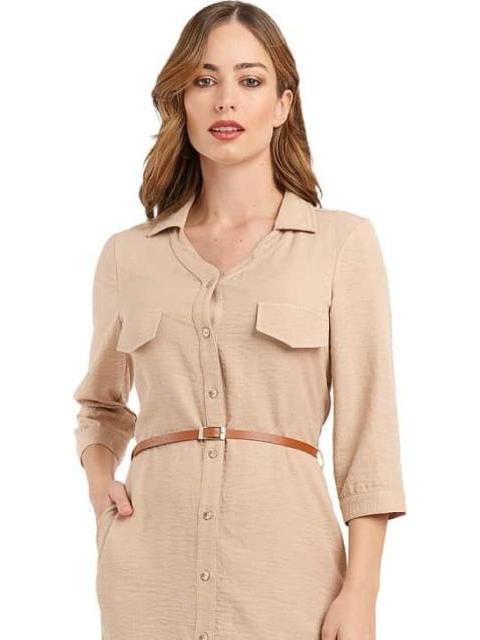 VESTIDO CON CINTURON CAMEL YAELI FASHION