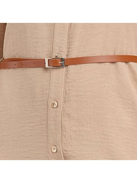 VESTIDO CON CINTURON CAMEL YAELI FASHION
