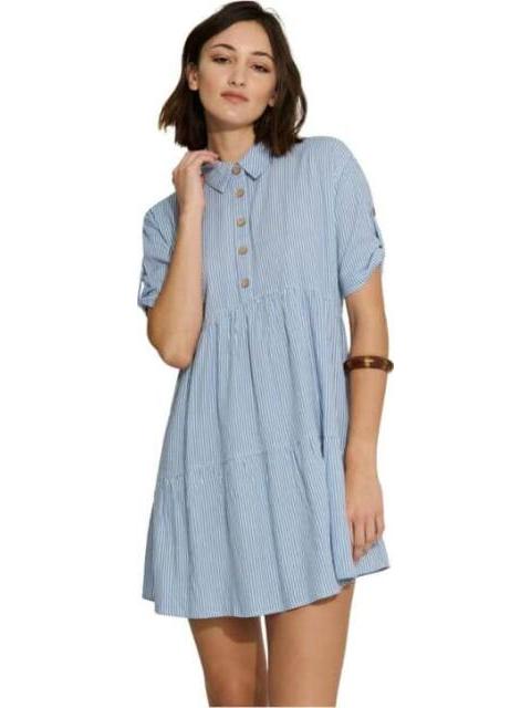 VESTIDO CORTO DE LINO AZUL HOLLY LAND