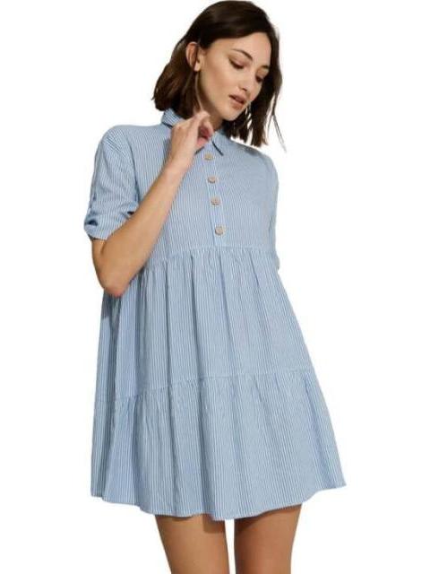 VESTIDO CORTO DE LINO AZUL HOLLY LAND
