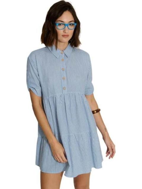 VESTIDO CORTO DE LINO AZUL HOLLY LAND