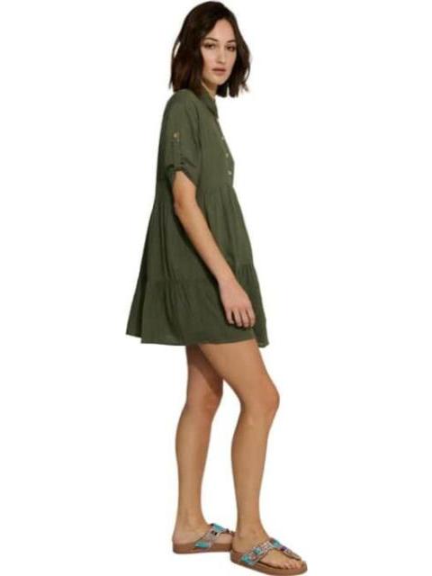 VESTIDO CORTO DE LINO VERDE OLIVO HOLLY LAND