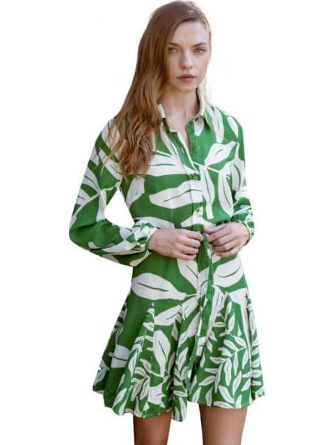 VESTIDO CORTO ESTAMPADO VERDE HOLLY LAND