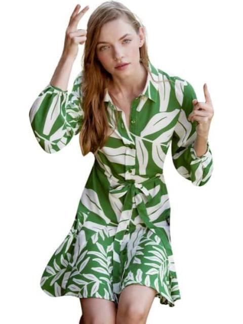 VESTIDO CORTO ESTAMPADO VERDE HOLLY LAND