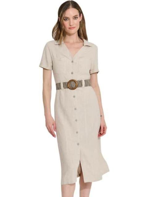 VESTIDO DE LINO CON CINTURON NUDE HOLLY LAND