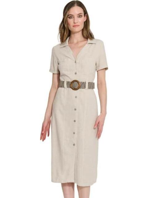 VESTIDO DE LINO CON CINTURON NUDE HOLLY LAND
