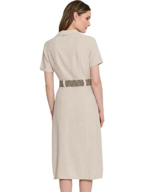 VESTIDO DE LINO CON CINTURON NUDE HOLLY LAND