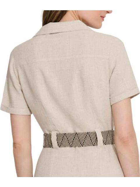 VESTIDO DE LINO CON CINTURON NUDE HOLLY LAND