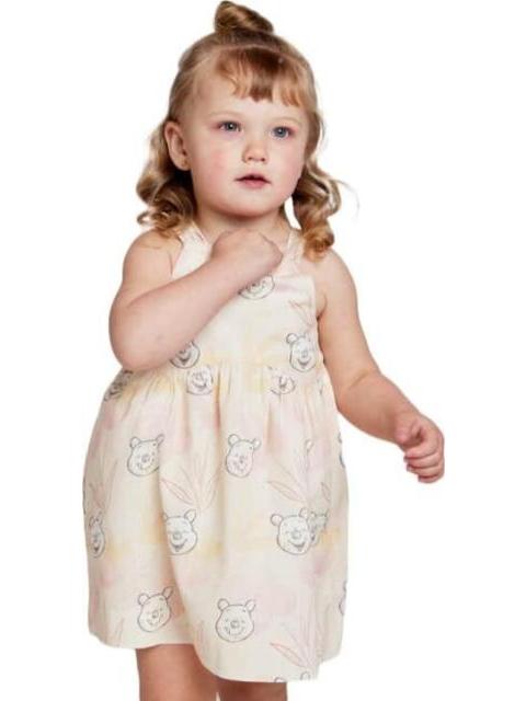VESTIDO ESTAMPADO APLICACIONES AMARILLO WINNIE THE POOH