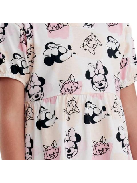 VESTIDO ESTAMPADO APLICACIONES CORAL MINNIE MOUSE