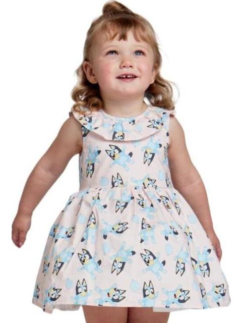 VESTIDO ESTAMPADO APLICACIONES ROSA BLUEY