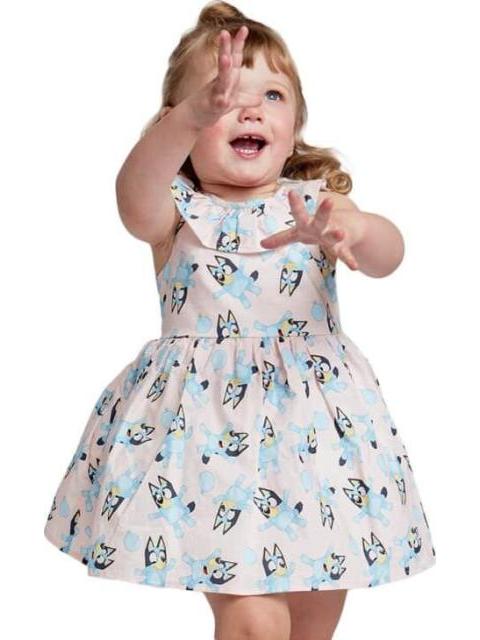 VESTIDO ESTAMPADO APLICACIONES ROSA BLUEY