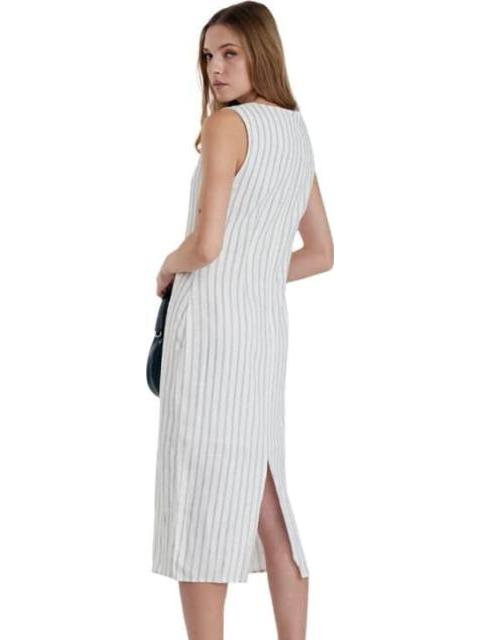 VESTIDO LARGO DE LINO BEIGE/HUESO HOLLY LAND