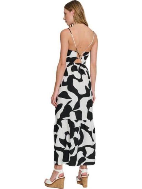 VESTIDO LARGO ESTAMPADO BLANCO/NEGRO HOLLY LAND