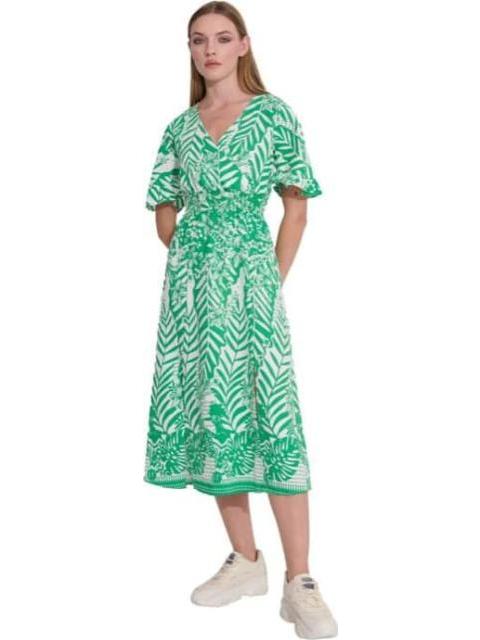 VESTIDO MIDI ESTAMPADO VERDE HOLLY LAND