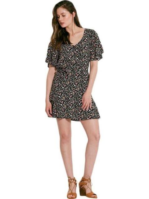 VESTIDO MINI ESTAMPADO NEGRO HOLLY LAND