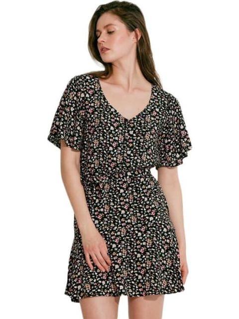VESTIDO MINI ESTAMPADO NEGRO HOLLY LAND