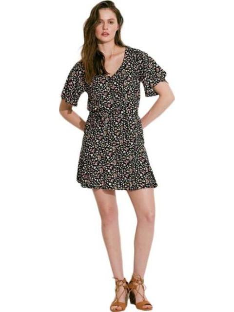 VESTIDO MINI ESTAMPADO NEGRO HOLLY LAND