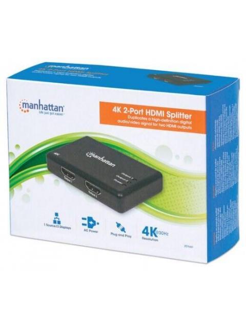 MANHATTAN DIVISOR DE VIDEO HDMI 2X HDMI NEGRO
