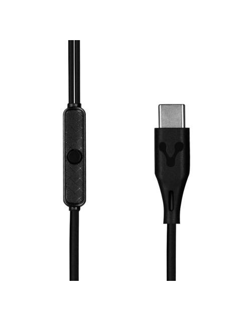 VORAGO AUDIFONOS INTRAURICULARES CON MICROFONO EP-306-BK ALAMBRICO 1.2 METROS USB-C NEGRO