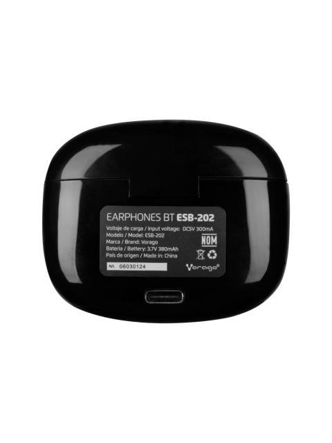 VORAGO AUDIFONOS INTRAURICULARES CON MICROFONO ESB-202 INALAMBRICO BLUETOOTH NEGRO