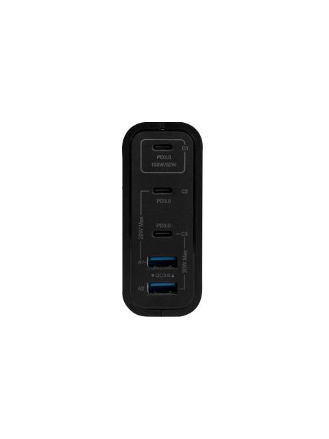 VORAGO CARGADOR DE PARED 100W 3X USB-C 2X USB-A NEGRO