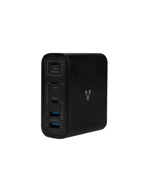 VORAGO CARGADOR DE PARED 100W 3X USB-C 2X USB-A NEGRO