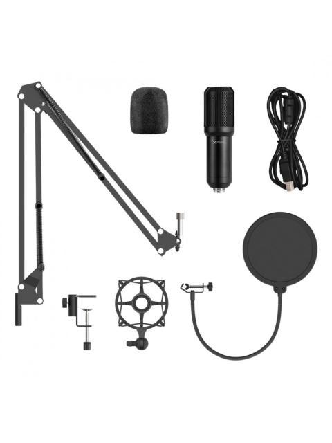 XZEAL KIT MICROFONO XZ-260 ALAMBRICO USB NEGRO - INCLUYE SOPORTE DE BRAZO Y FILTRO ANTI-POP