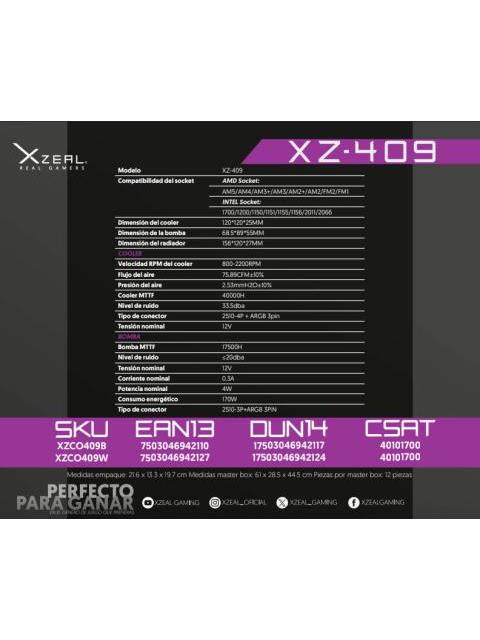 XZEAL XZ409 ENFRIAMIENTO LIQUIDO PARA CPU 1X 120MM 800 - 2200RPM NEGRO - ¡COMPRA Y RECIBE $50 DE SALDO DE REGALO EN TU PROXIMA COMPRA!