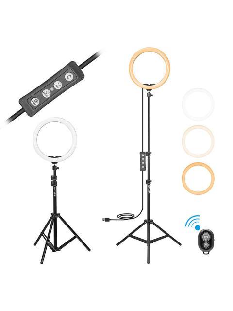 YEYIAN ARO DE LUZ PARA CELULAR CON TRIPIE GIMLI SERIE 2000 BLANCO-BLANCO CALIDO-CALIDO 12 NEGRO