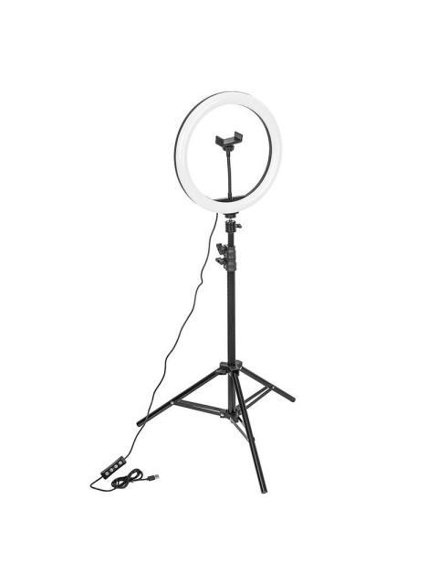 YEYIAN ARO DE LUZ PARA CELULAR CON TRIPIE GIMLI SERIE 2000 BLANCO-BLANCO CALIDO-CALIDO 12 NEGRO