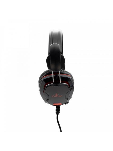YEYIAN AUDIFONOS GAMER TEMPEST YH2000 PARA PC-PS4-XBOX ONE ALAMBRICO 2 METROS 3.5MM-USB NEGRO-ROJO