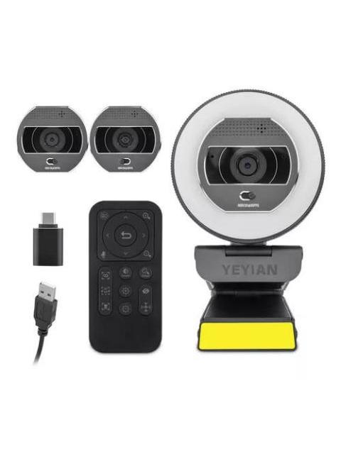 YEYIAN CAMARA FLEXCAM PARA STREAMING CON ILUMINACION MIXTA Y CONTROL REMOTO 2K 2560X1440P A 30 FPS COD H.264 Y 265 CON MIC MOD. YPWQHDAFM1