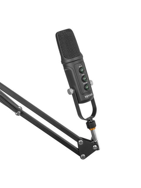 YEYIAN KIT MICROFONO CONDENSADOR YSA-UCHQ-01 ALAMBRICO USB NEGRO - INCLUYE SOPORTE DE BRAZO SOPORTE DE ESCRITORIO FILTRO POP Y CABLE USB A-B