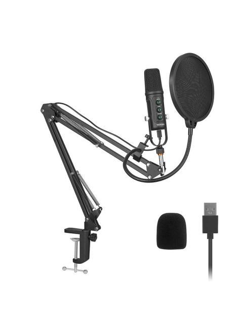 YEYIAN KIT MICROFONO CONDENSADOR YSA-UCHQ-01 ALAMBRICO USB NEGRO - INCLUYE SOPORTE DE BRAZO SOPORTE DE ESCRITORIO FILTRO POP Y CABLE USB A-B