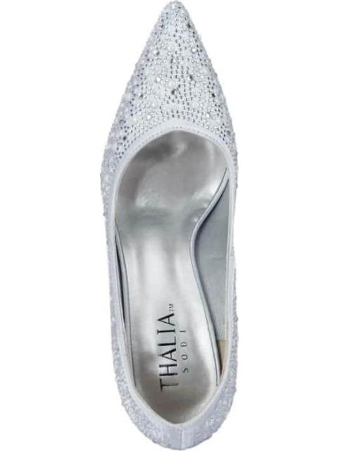 ZAPATILLA CON PEDRERIA PLATA THALIA SODI