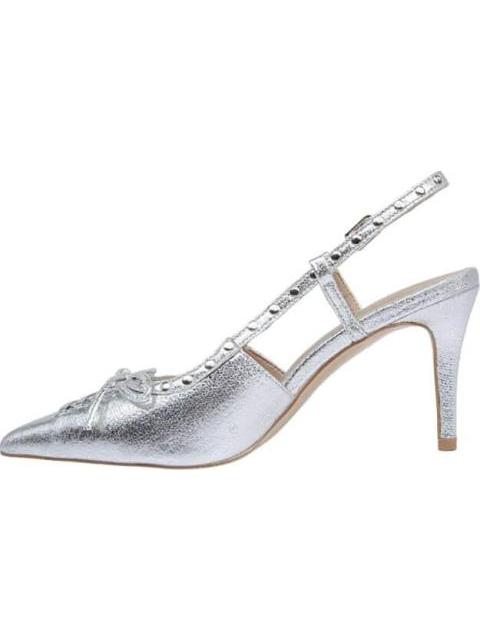 ZAPATILLA DESTALONADA CON MOÑO PLATA YAELI FASHION