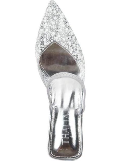 ZAPATILLA DESTALONADA CON PEDRERIA PLATA THALIA SODI