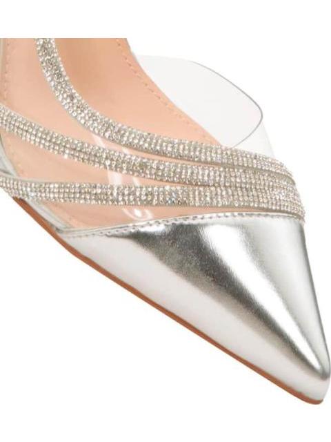 ZAPATILLA DESTALONADA CON PEDRERIA PLATA THALIA SODI