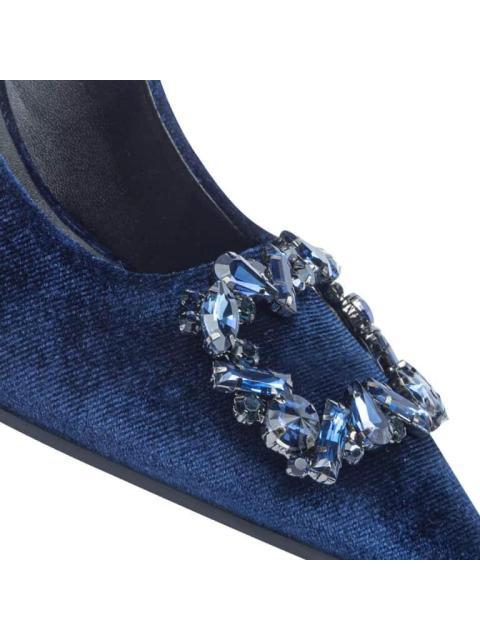 ZAPATILLA TERCIOPELO CON HERRAJE AZUL MOLTO BELLO