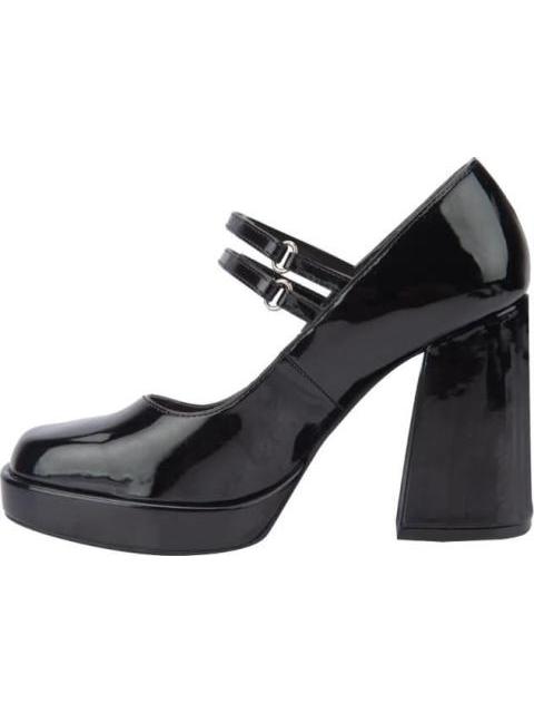 ZAPATO CHAROL TACON ANCHO NEGRO VI LINE FASHION